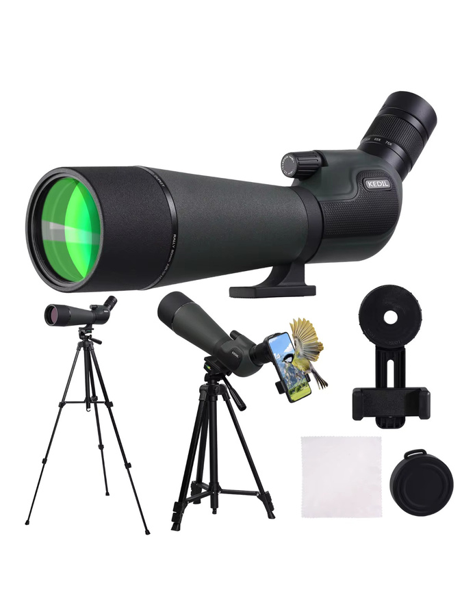 KEDIL Teleskop Spektiv mit 25-75x80 Zoom, FMC BAK7 Monokular inklusive Stativ und Telefonadapter für Vogelbeobachtung und Zielschießen in Schwarz und Grau - Bild 7