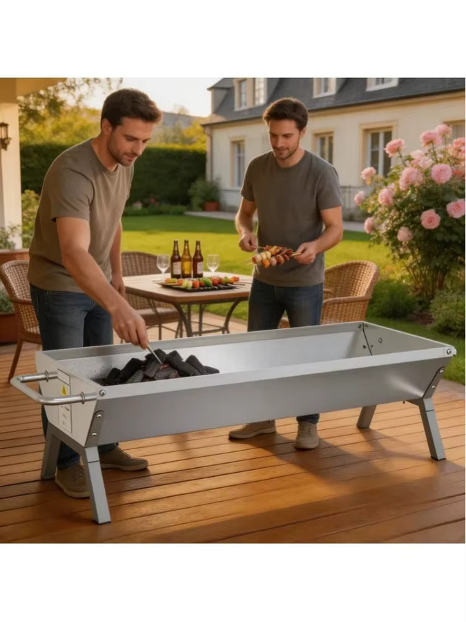 Grill Silver aus Edelstahl in Silber, B/T/H: 118 x 42 x 30,5 cm - Bild 5