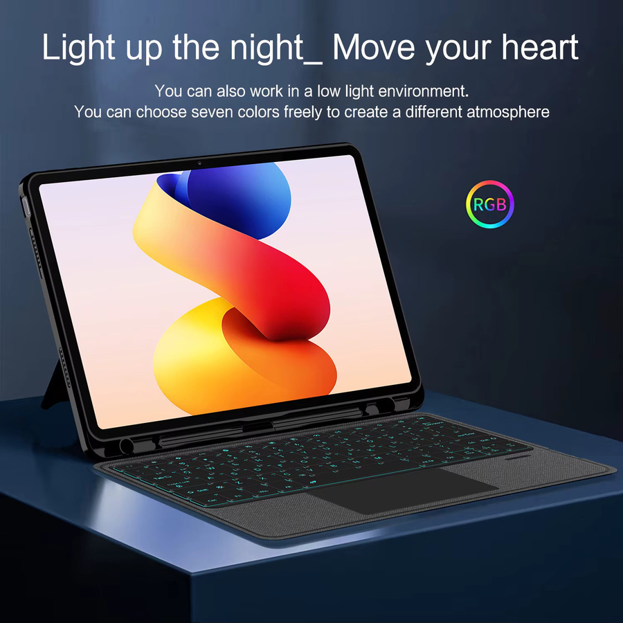 Magische Tastaturhülle für Xiaomi Redmi Pad Pro und Poco Pad 12,1 Zoll in Schwarz mit Stiftschlitz - Bild 6