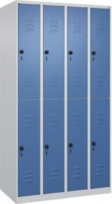 C+P Doppelstock-Spind Classic PLUS mit 4 Abteilen, Stahl, Grau/Blau, H x B x T: 185 x 100 x 50 cm - Bild 1