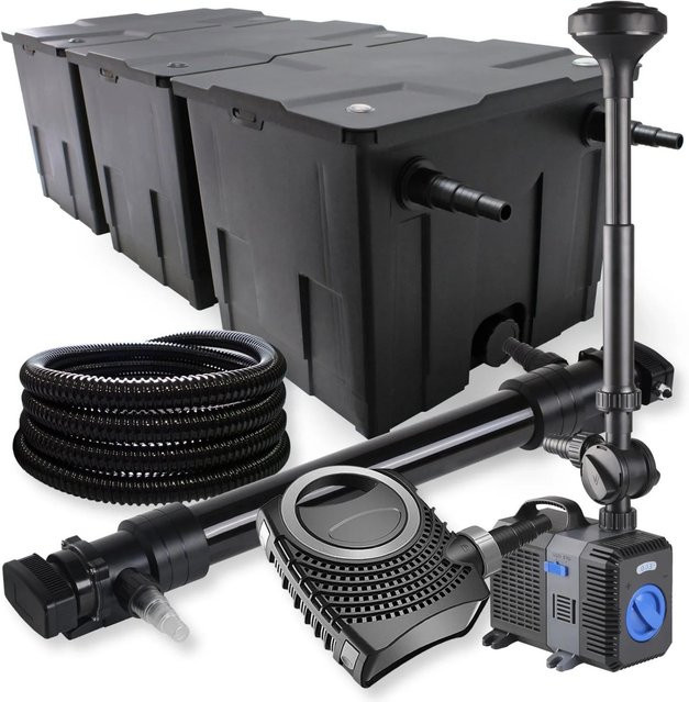 Sunsun 3-Kammer Filter Set Neo10000 mit 80W Pumpe und UVC Teich Klärer für bis zu 90000L Schwarz - Bild 1