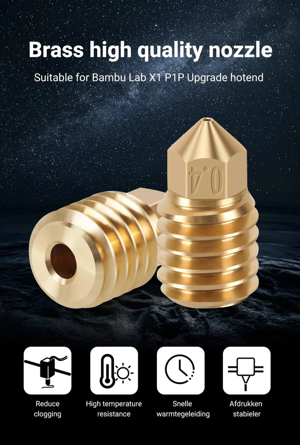 Bambu Lab Ersatzdüsen für P1S, X1C und P1P Hotends in den Größen 0,2 mm, 0,4 mm, 0,6 mm und 0,8 mm - Bild 2