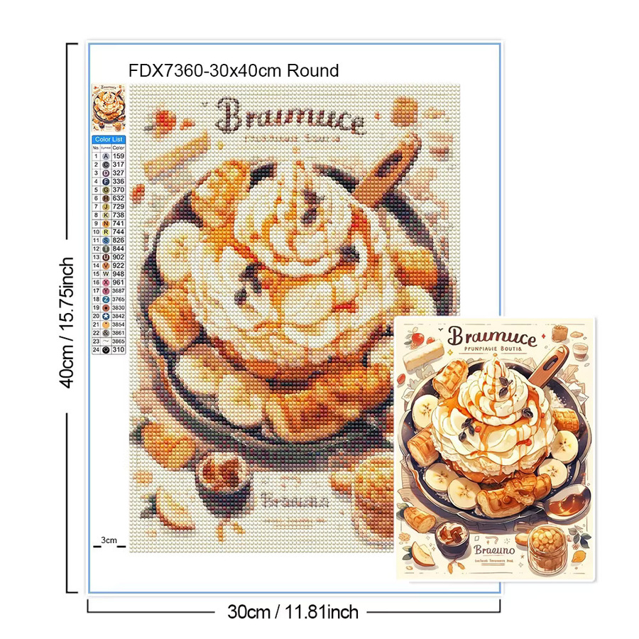 QIZITENG 5D Diamantgemälde Set Dessert Motiv in Multicolour, Mosaik Stickerei Set für Erwachsene, Breite: 40 cm, Höhe: 30 cm - Bild 3