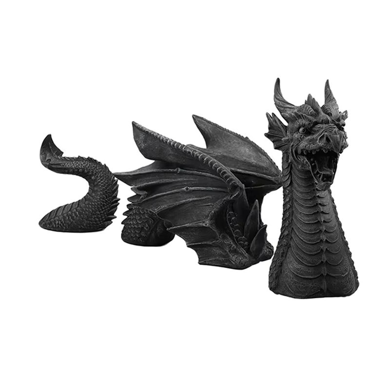Gotische Drachen Tierfiguren in Schwarz als Dekoration für Garten, Terrasse oder Büro - Bild 5
