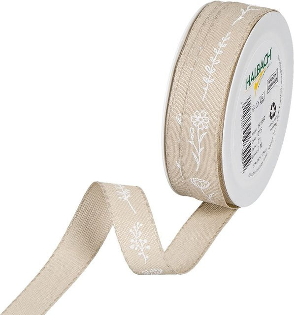 HALBACH Druckband Blumen in Weiß und Beige aus Leinen und Polyester - Bild 1