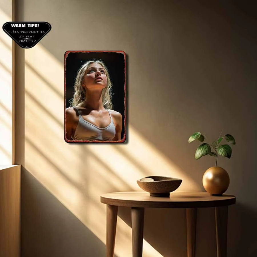 HELLOYOUNG Metall-Wandkunst Portrait einer Frau in Mehrfarbig, Rechteckiges 2D-Flacheisen-Schild für Innen- und Außenbereiche - Bild 4
