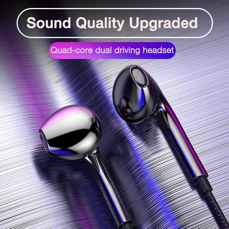 VAORLO In-Ear Stereo Kopfhörer mit Mikrofon, 3,5 mm Klinke, Gaming Headset für Musik und Sport, Schwarz - Bild 2
