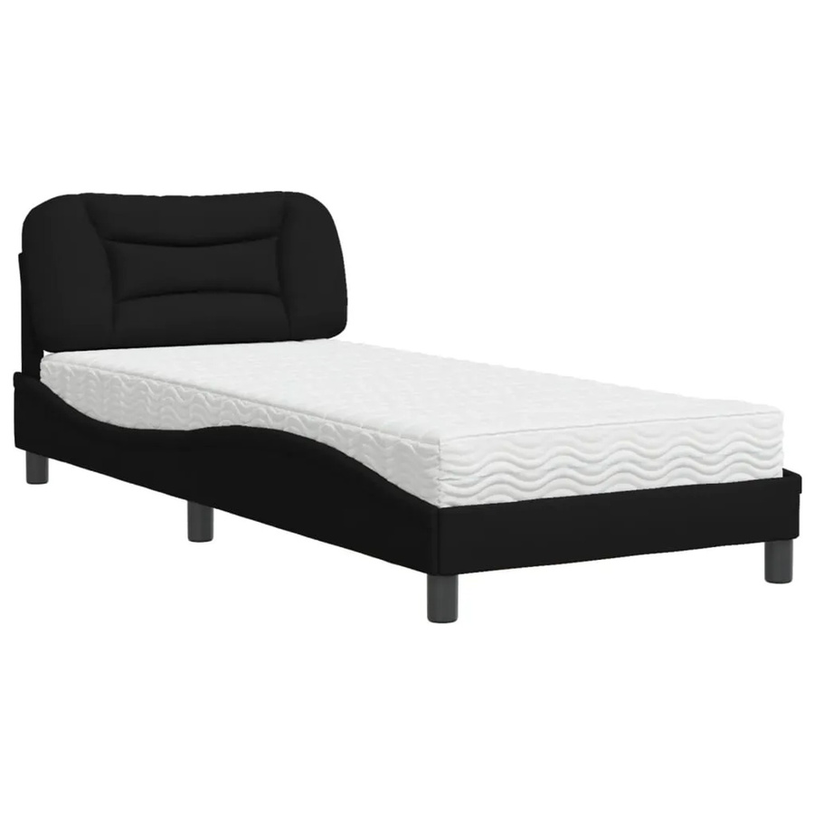 vidaXL Bett Hvar mit Matratze Schwarz aus Stoff und Kiefernholz B/T/H: 90 x 200 cm - Bild 2