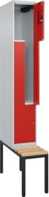 C+P Z-Spind Classic PLUS Sitzbank mit 2 Fächern und Zylinderschloss, Sitzfläche aus Buche-Hartholz, B/T/H: 212,0 x 30,0 x 81,5 cm - Bild 1