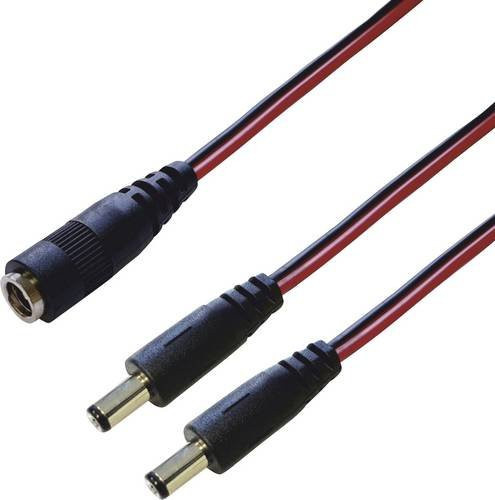 BKL Electronic 075920 DC-Verteiler Niedervolt-Stecker Single DC-Kupplung 5.5mm 2.1mm Schwarz Länge: 0.3 m - Bild 1