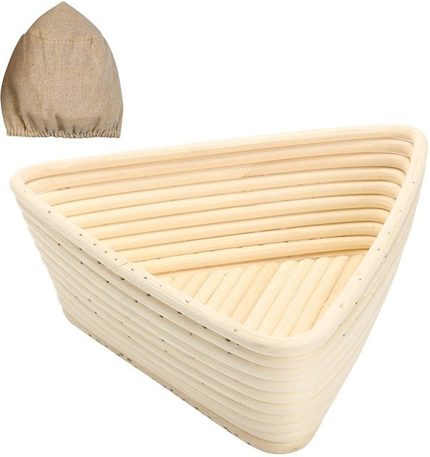 Handgefertigter dreieckiger Gärkorb aus Rattan mit Einlage von TOMTOP JMS in Beige - Bild 1