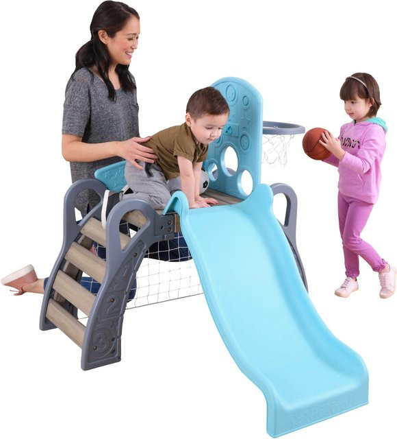KidKraft 5 in 1 Kinder Klettergerüst aus Tannenholz mit Rutsche, Basketballkorb, Fußballtor und Baseballwand, Multicolor, ab 18 Monaten - Bild 1