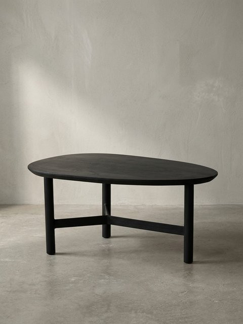 KADIMA DESIGN Couchtisch aus Mango Massivholz in Schwarz, ovale Form, B: 86 cm, T: 50 cm, H: 37 cm - Bild 1