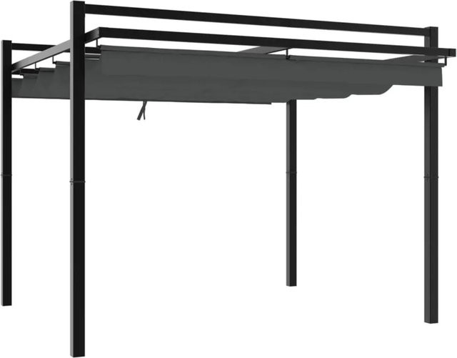 vidaXL Gartenpavillon aus Aluminium mit ausziehbarem Polyesterdach in Anthrazit, B/T/H: 3,00 x 3,00 x 2,33 m - Bild 1