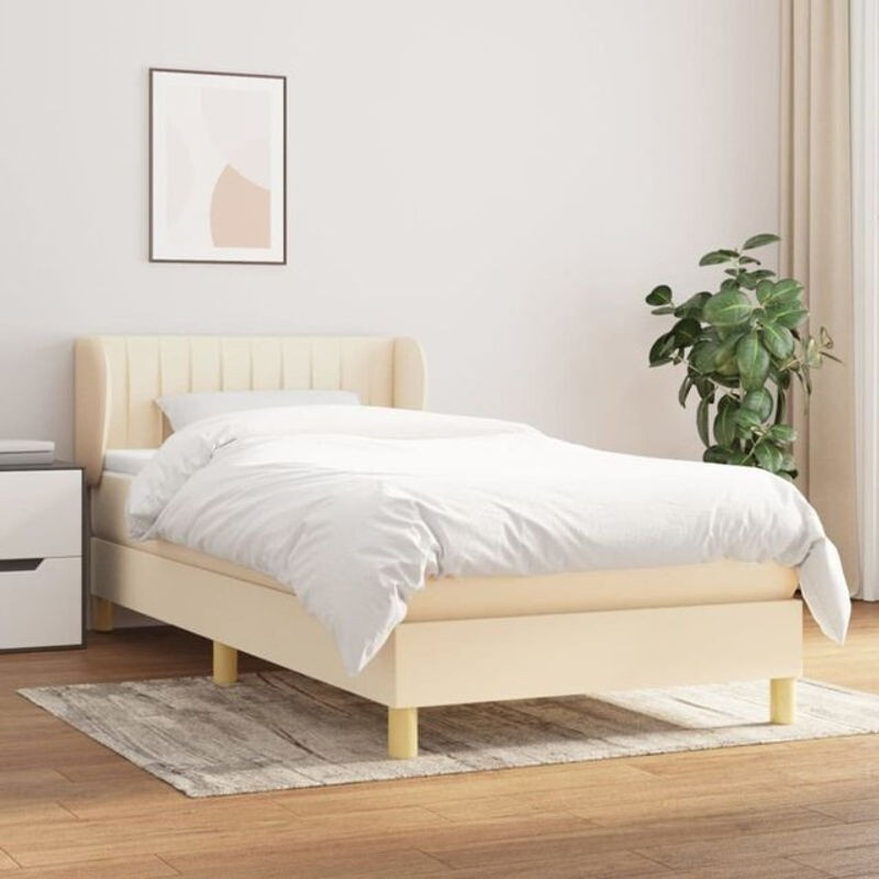 vidaxl Boxspringbett mit Matratze aus Stoff in Beige, B/T/H: 80 x 200 cm - Bild 1