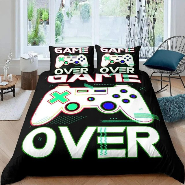 Bettwäscheset mit Gamepad-Motiv für Jugendliche von Your Warm Home, Farbe Schwarz, 3-teilig, B/H: 180 x 210 cm - Bild 1