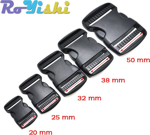 RoYishi Kunststoff Seitenschnallen doppelt verstellbar für Molle Taktik-Rucksäcke und Gürtel, Schwarz, 20-50 mm - Bild 1