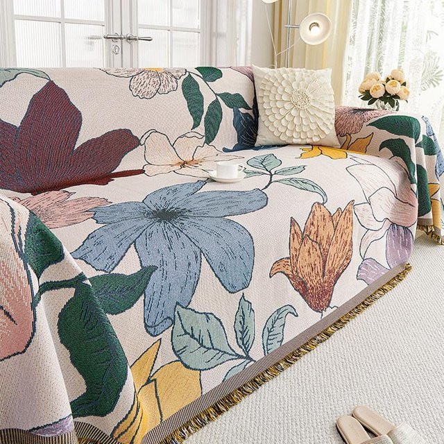 Super Six Sofabezug aus Polyester mit floralem Muster in Grau, B/T: 180 x 130 cm - Bild 1
