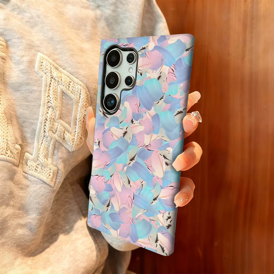 Stoßfeste doppellagige Handyhülle Pastell Brush Swirl für Samsung Galaxy S25 Ultra, S24 und S23 Ultra Plus in Multicolour - Bild 2