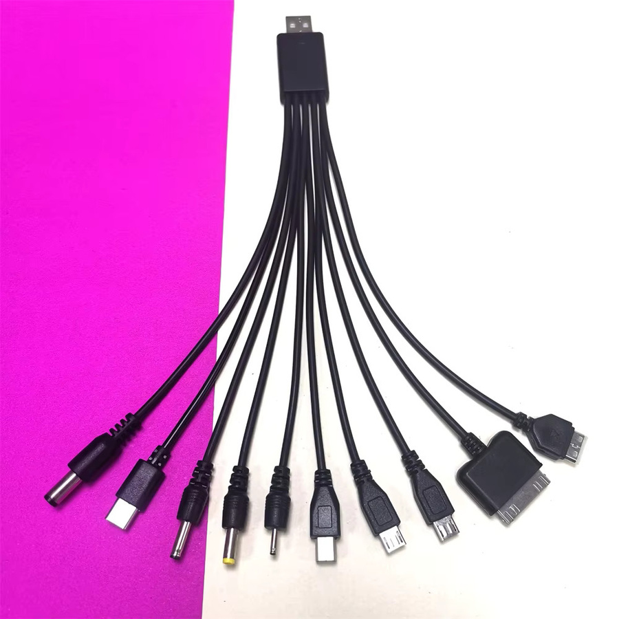10-in-1 Multifunktions-USB-Datenkabel Schwarz mit USB-A und USB-C Anschlüssen für Samsung und Xiaomi - Bild 4