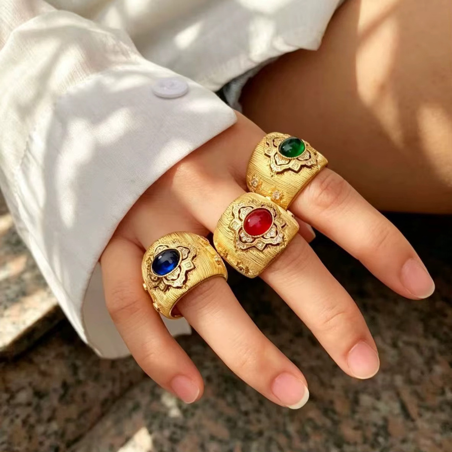 Vintage-Ring Gold, Blumen, Kristall - Bild 1