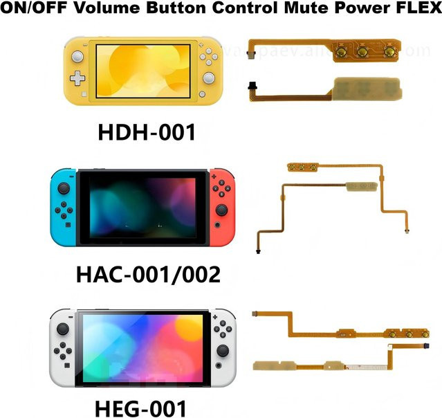 Nintendo Switch Reparatur Flexkabel für Schalterkonsole mit Ein/Aus, Lautstärke und Power-Taste für Switch HAC-001/002, Lite HDH-001 und OLED HEG-001 - Bild 1
