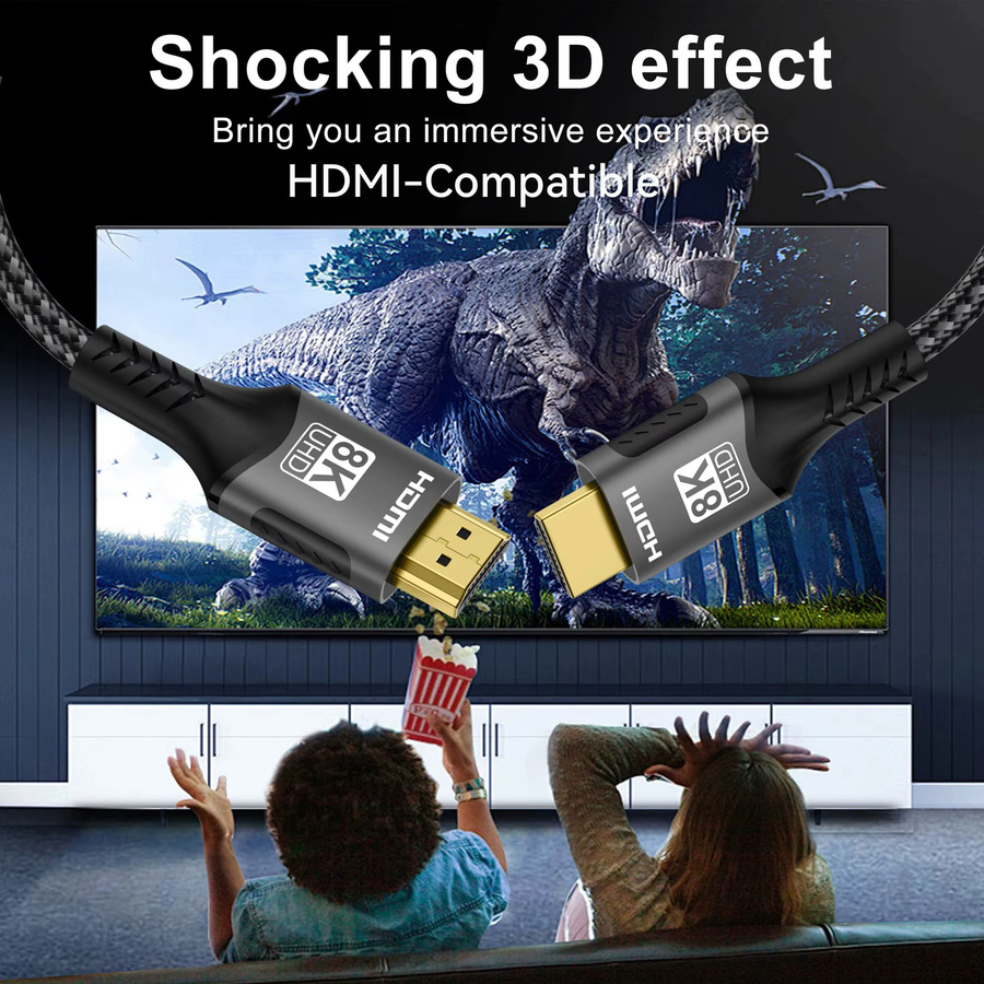 VAORLO HDMI 2.1 Videokabel für 8K 60Hz und 4K 120Hz, kompatibel mit PS5, Xbox und TV Box, in Schwarz oder Grau - Bild 5
