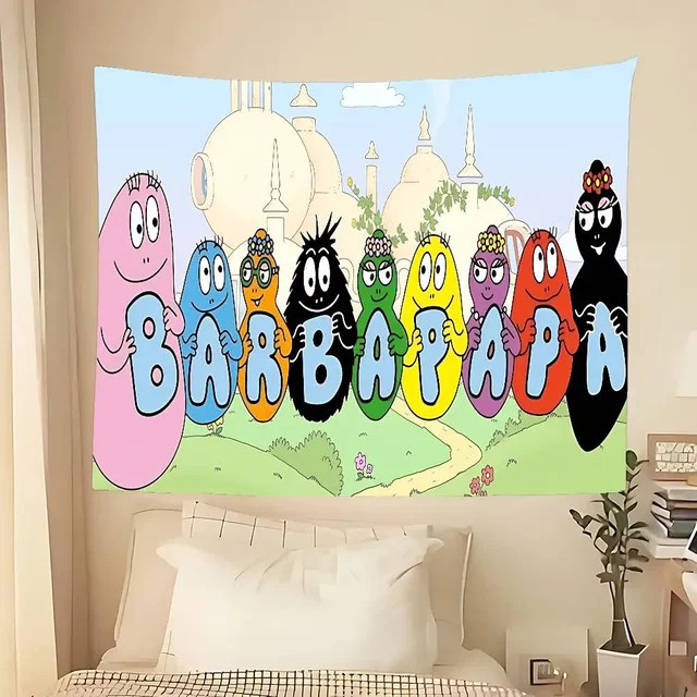 Mesuca Barbapapa Anime Wandteppich Art Deco Wandbehang in Multicolour, Breite: 110 cm, Höhe: 60 cm - Bild 1