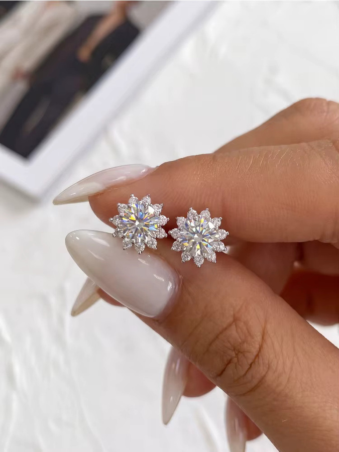 DiamondWorld Sonnenblumen-Ohrstecker, 925 Silber, Moissanit-Diamant, Damen - Bild 2