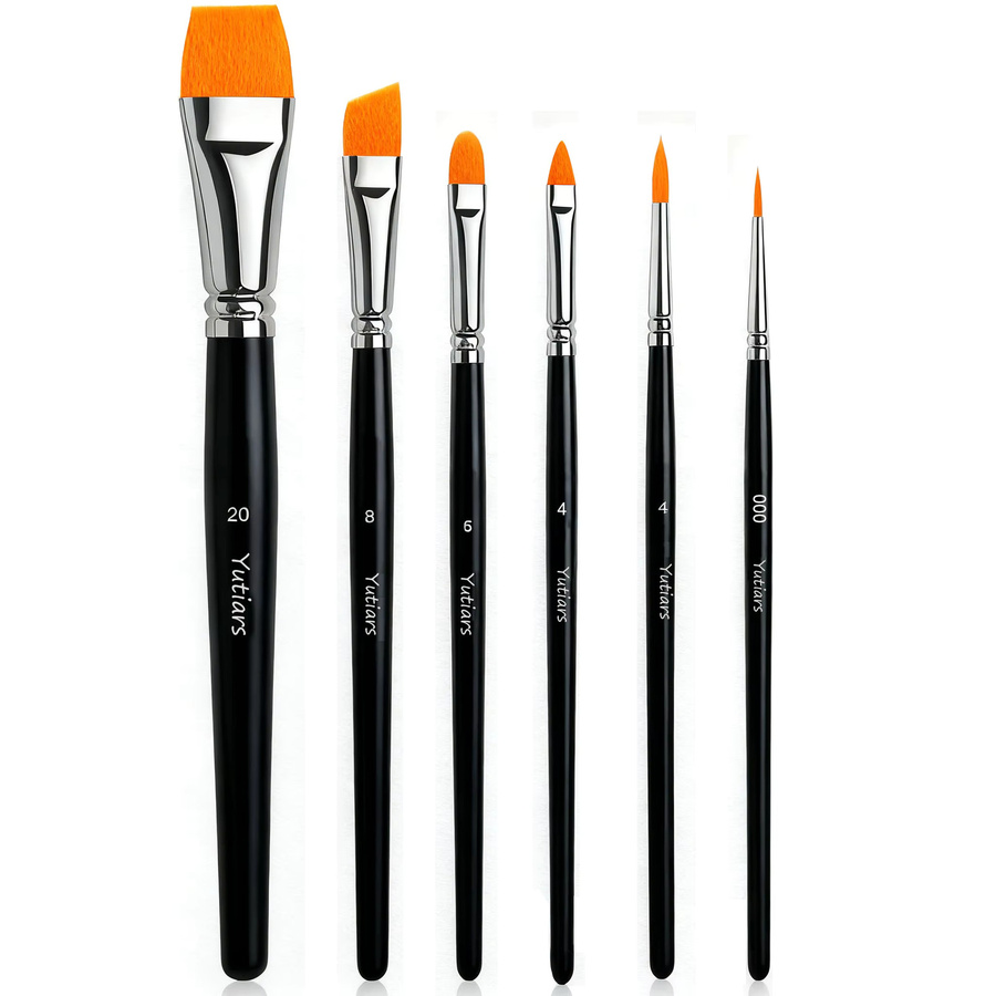 6-teiliges professionelles Gesichtspinsel-Set für Gesichtsbemalung, Aquarell, Acryl, Ölgemälde und Nagelkunst - Bild 6