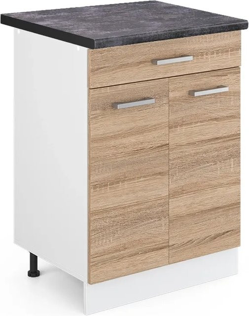 Vicco Küchenunterschrank R-Line Sonoma Weiß Anthrazit mit Schubladen und Türen B/T/H: 60 x 60 x 81,6 cm - Bild 1