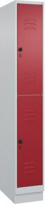 C+P Doppelstock-Spind Classic PLUS mit Sockel, 1 Abteil, Farbe Rubinrot/Grau, H x B x T: 195 x 30 x 50 cm - Bild 1