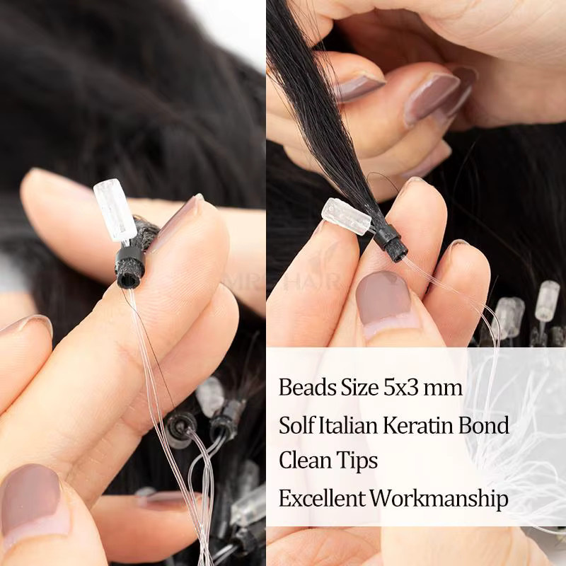 Boymia Echthaar Micro Link Extensions, 16 Zoll, 30g, 50 Strähnen - Bild 3