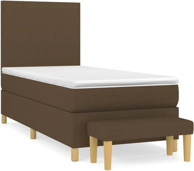vidaXL Boxspringbett mit Matratze Braun Stoff B/T/H: 80 x 200 x 118 cm - Bild 1