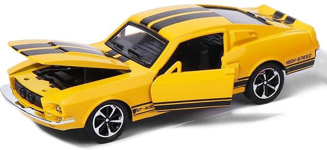 Linyi toy car Mustang Oldtimer Sportwagen Modell, Rückzieher Auto, Metall, ab 6 Jahren - Bild 1