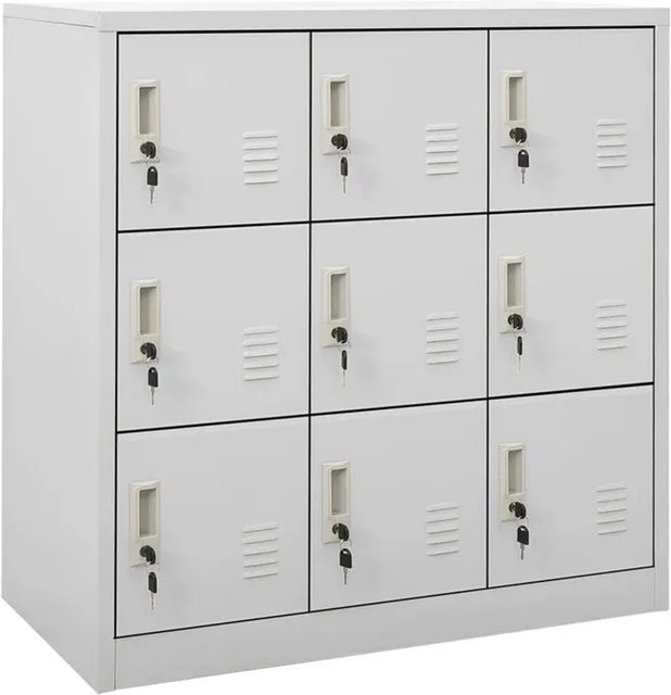 vidaXL Schließfachschrank aus Stahl in Hellgrau, B/T/H: 90 x 45 x 92,5 cm - Bild 1