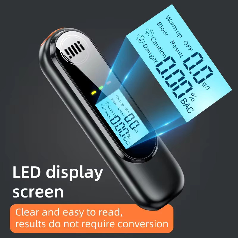 KEBETEME Professioneller Alkoholtester mit LED-Display, wiederaufladbarer Atemalkoholtester in Schwarz - Bild 4