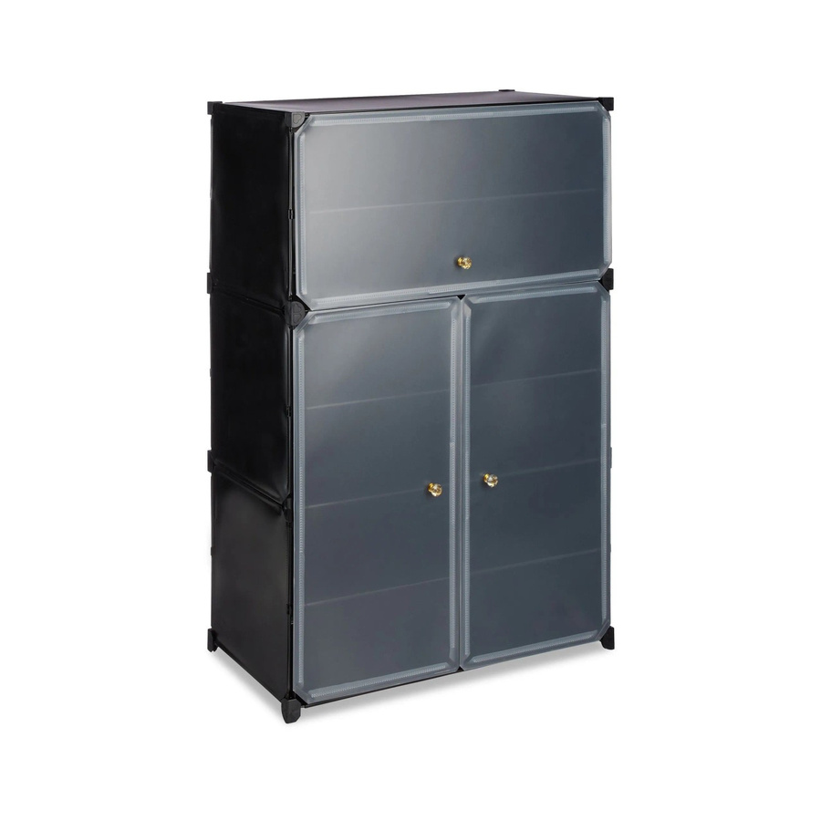 Relaxdays Schuhschrank aus Kunststoff in Schwarz mit 3 Fächern, Höhe: 94 cm, Breite: 61,5 cm, Tiefe: 31,5 cm - Bild 2