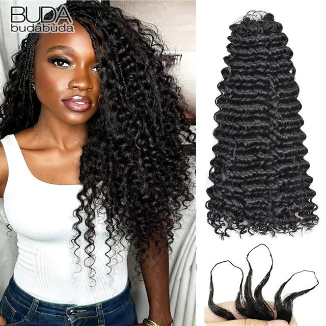 BUDABUDABUDA Synthetische Deep Wave Häkelhaarverlängerung, Unisex - Bild 1