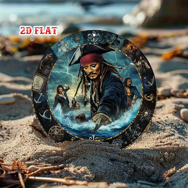 Potdemiel Jack Sparrow Rundes Aluminiumschild Rustikale Metallwandkunst Durchmesser: 20,0 cm - Bild 4