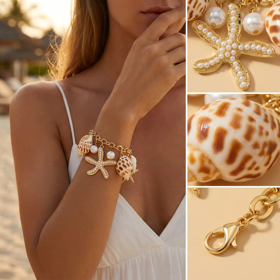 RINHOO FRIENDSHIP Armband, Gold, Perle, Damen, Böhmischer Stil - Bild 2