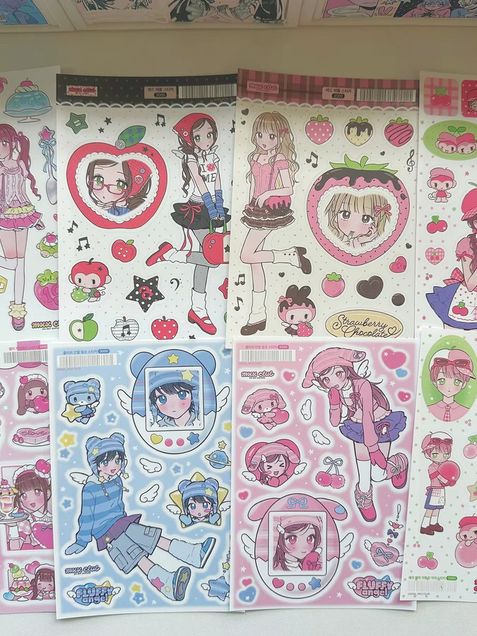 Niedliche Koreanische Anime Mädchen Aufkleber für dein Tagebuch und Scrapbook, Multicolor - Bild 1