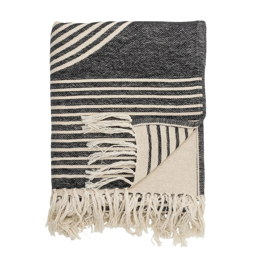 Bloomingville Plaid Anek aus Baumwolle in Schwarz, B: 130 cm, T: 150 cm - Bild 1