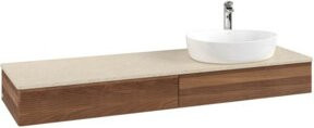 V&B Waschtischunterschrank Antao mit Frontstruktur und Beleuchtung, Farbe: Weiß, B: 160 cm, T: 50 cm - Bild 1