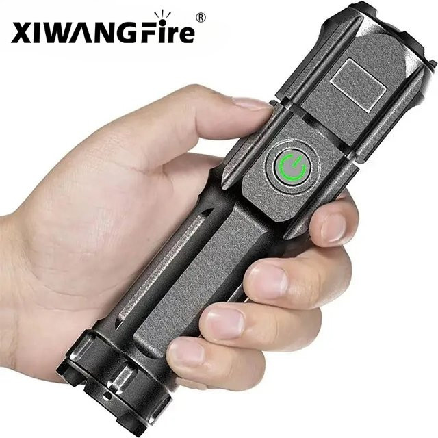 XIWANGFIRE Taktische LED-Taschenlampe, wiederaufladbar per USB, wasserdicht mit Zoom für Camping, Jagd und Angeln - Bild 1