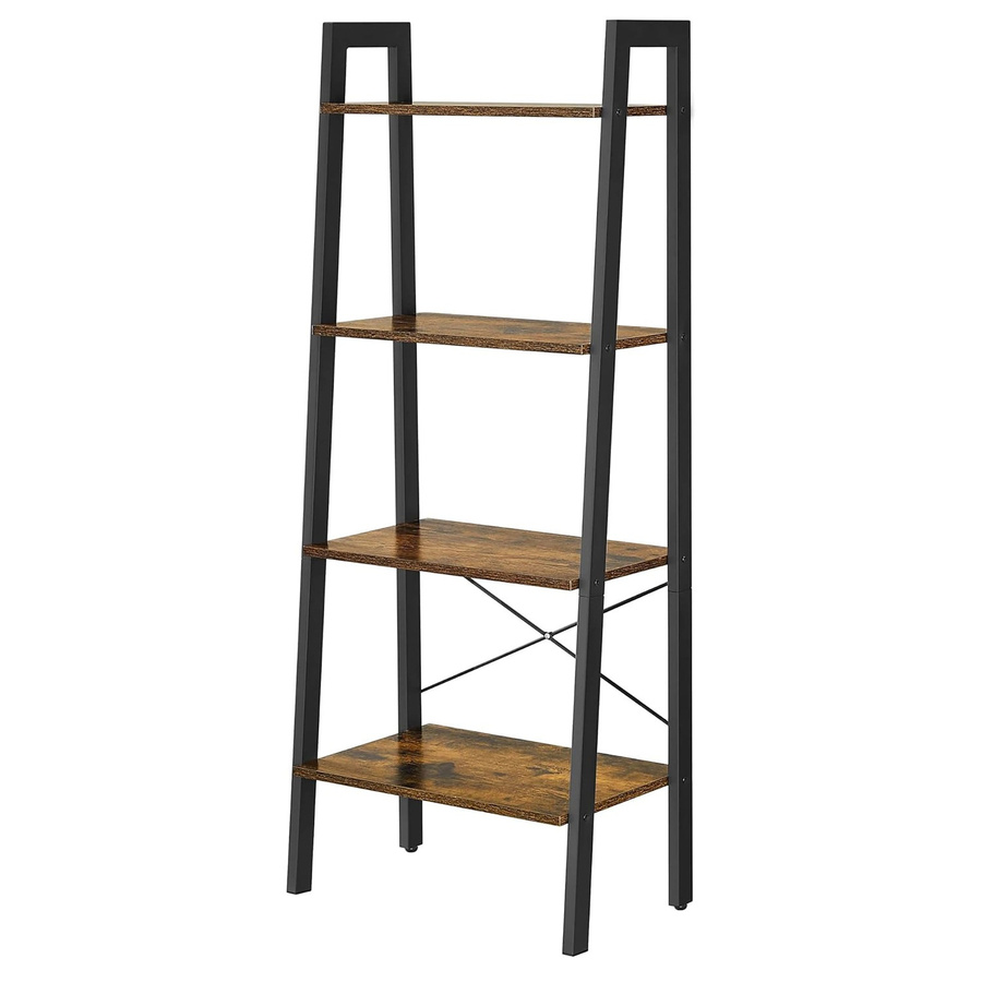 Songmics Leiterregal Barnet mit 4 Ablagen im Industrie-Design, Braun-Schwarz - Bild 2