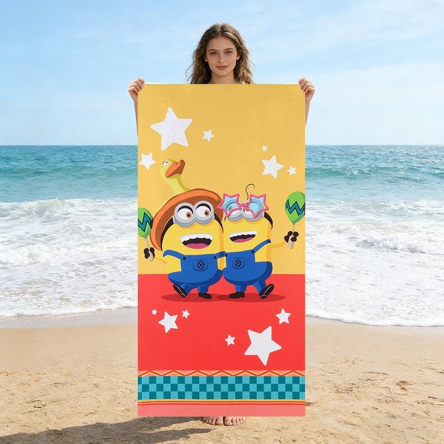 Potdemiel Strandtuch für Kinder mit Sternmuster und Kreaturenmotiv, schnell trocknend, Multicolour - Bild 1