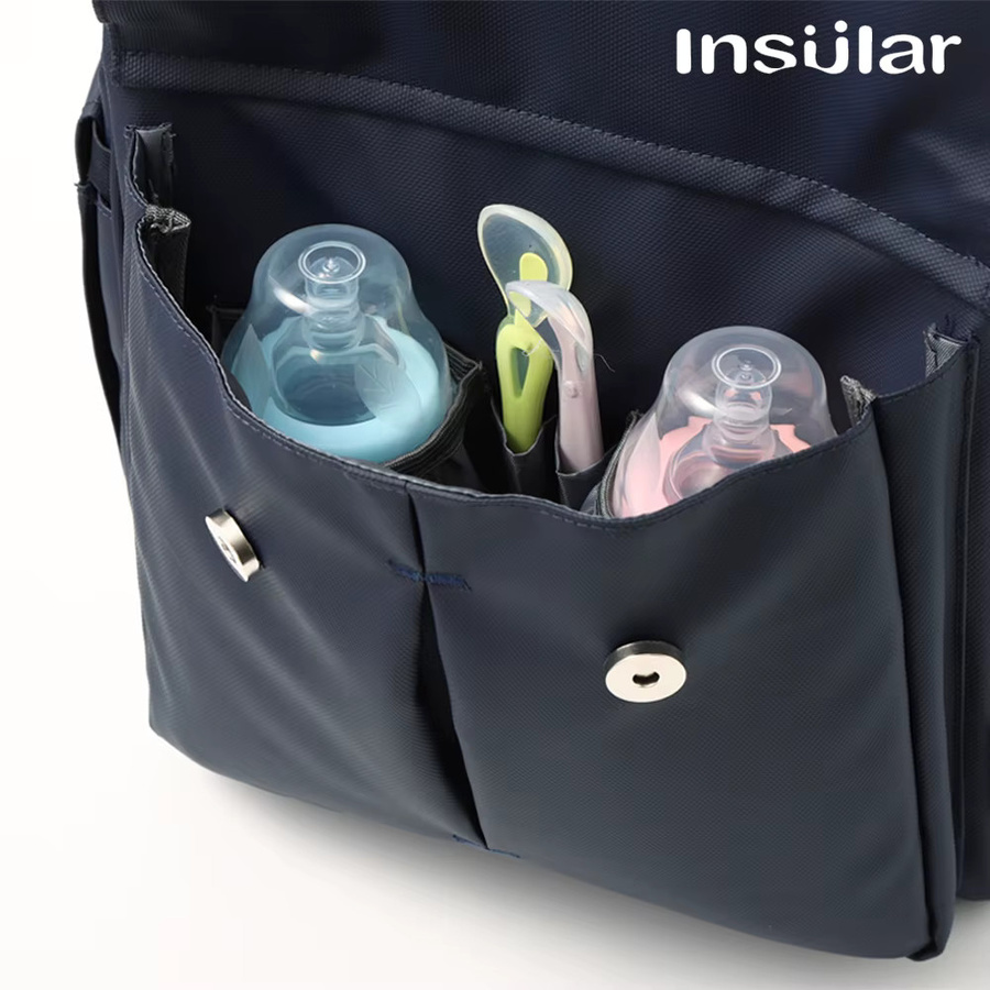 Insular Windelrucksack mit Tier-Cartoon-Design, wasserdichter Wickeltaschen-Rucksack für Mama und Baby, große Kapazität als Stilltasche und Kinderwagentasche in Rot oder Blau - Bild 3