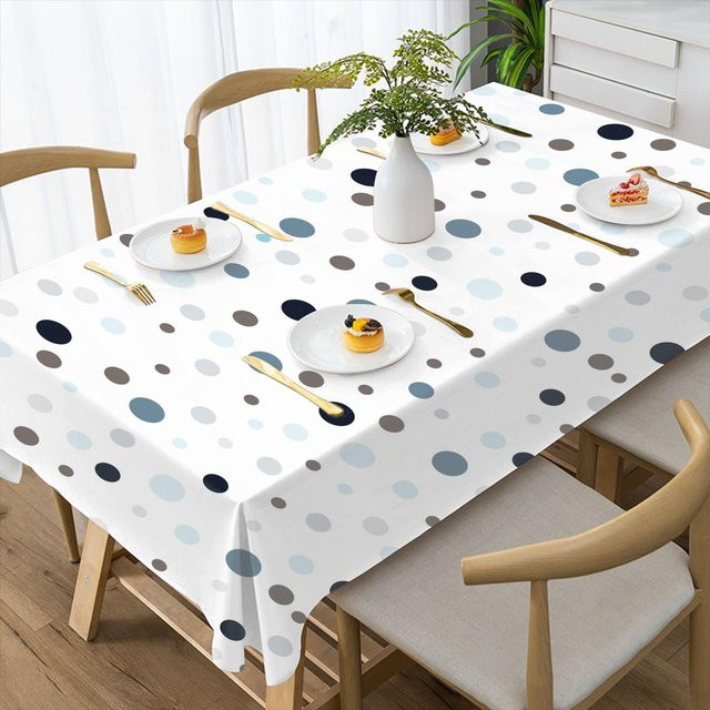 VIKAMA Tischdecke mit modernem Streifenmuster in Weiß, wasserabweisend und waschbar, B/B: 90 x 140 cm - Bild 1