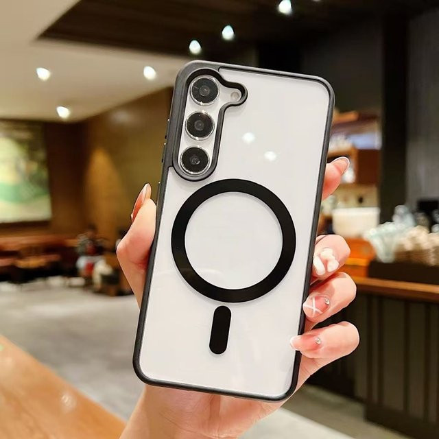 Transparente kabellose magnetische Schutzhülle aus hartem Acryl für Samsung Galaxy S22 S23 S24 S25 S26 Ultra Plus FE stoßfest - Bild 1